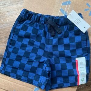Wonder Nation Navy and Blue Plaid Toddler Boy Shorts